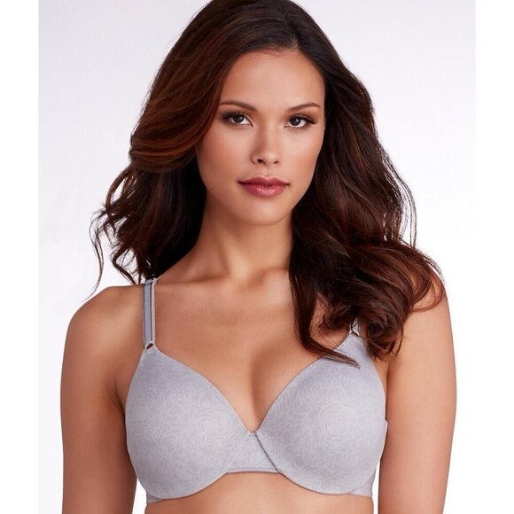 Warners 38B Bra Gray Floral Cushioned Underwire Lightly Lined T-shirt 01593 - Picture 1 of 4